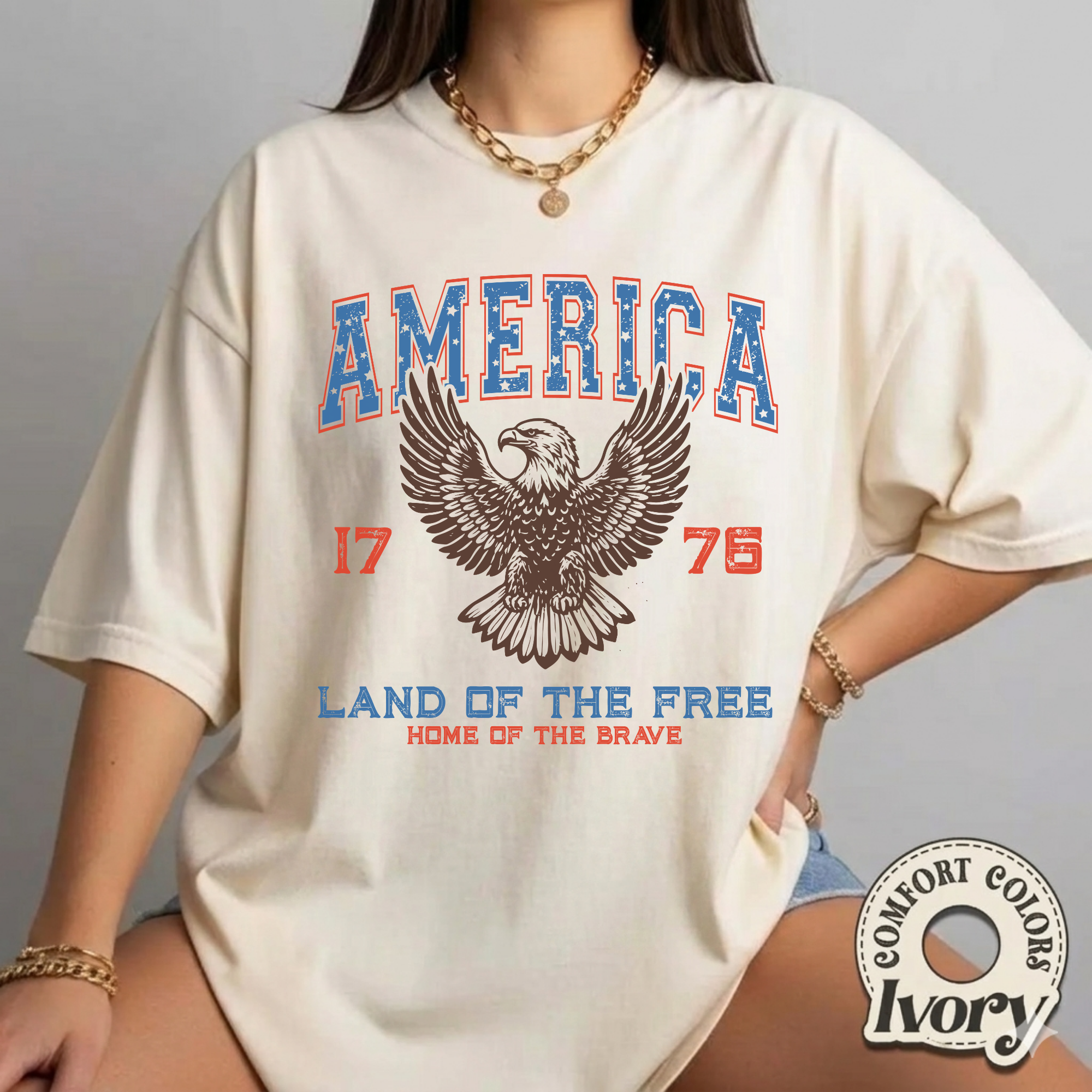 Land of the Free Eagle Tee - Bold Patriotic Style for American Enthusiasts