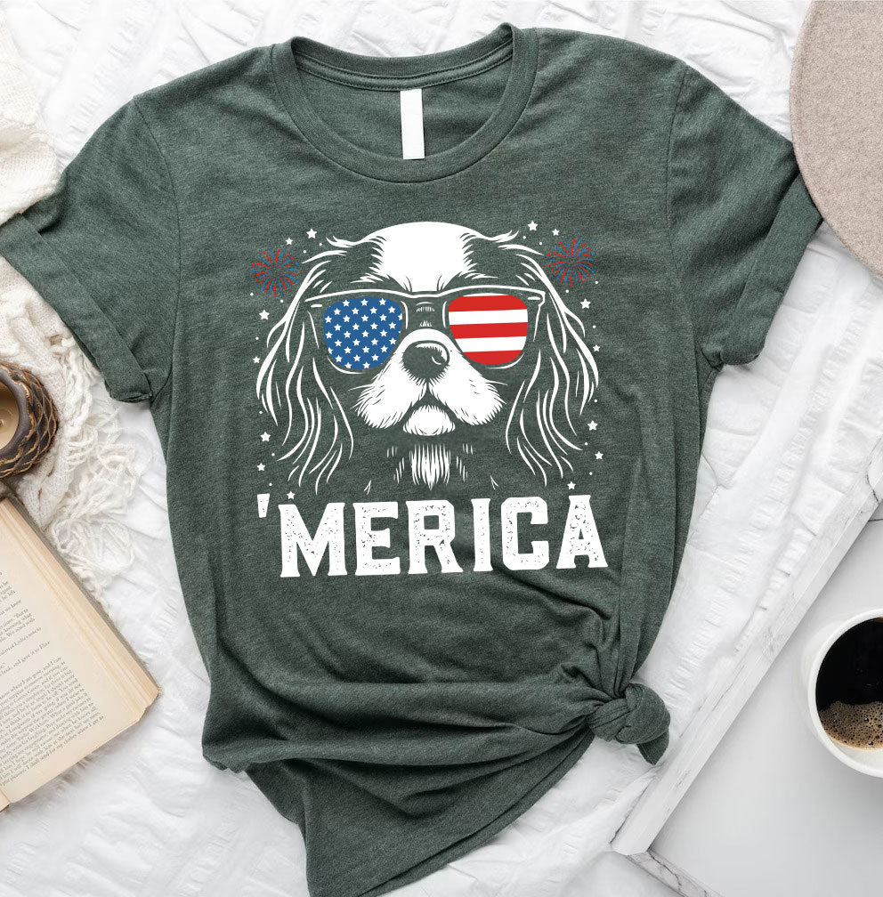 Cavalier King Charles 'Merica Shirt | 4th of July Cavalier Tee | Patriotic Cavalier Shirt | USA Dog Lover Gift | Cavalier Mom Gift