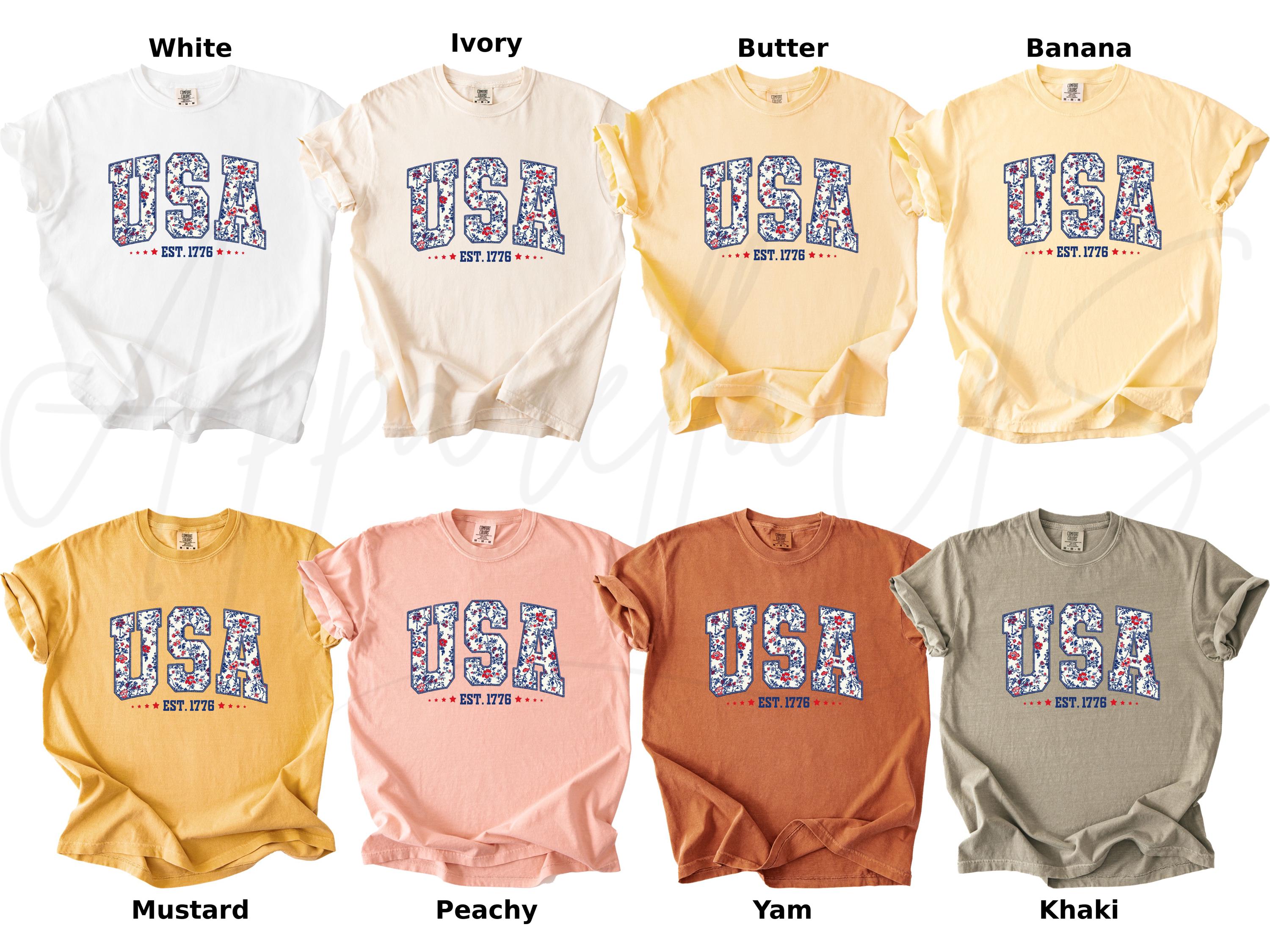 Comfort Colors® USA Shirt, Flower USA Shirt, United States Shirt, 4th of July Shirt, Floral Patriotic Shirt, USA Shirt, American Flag Shirt