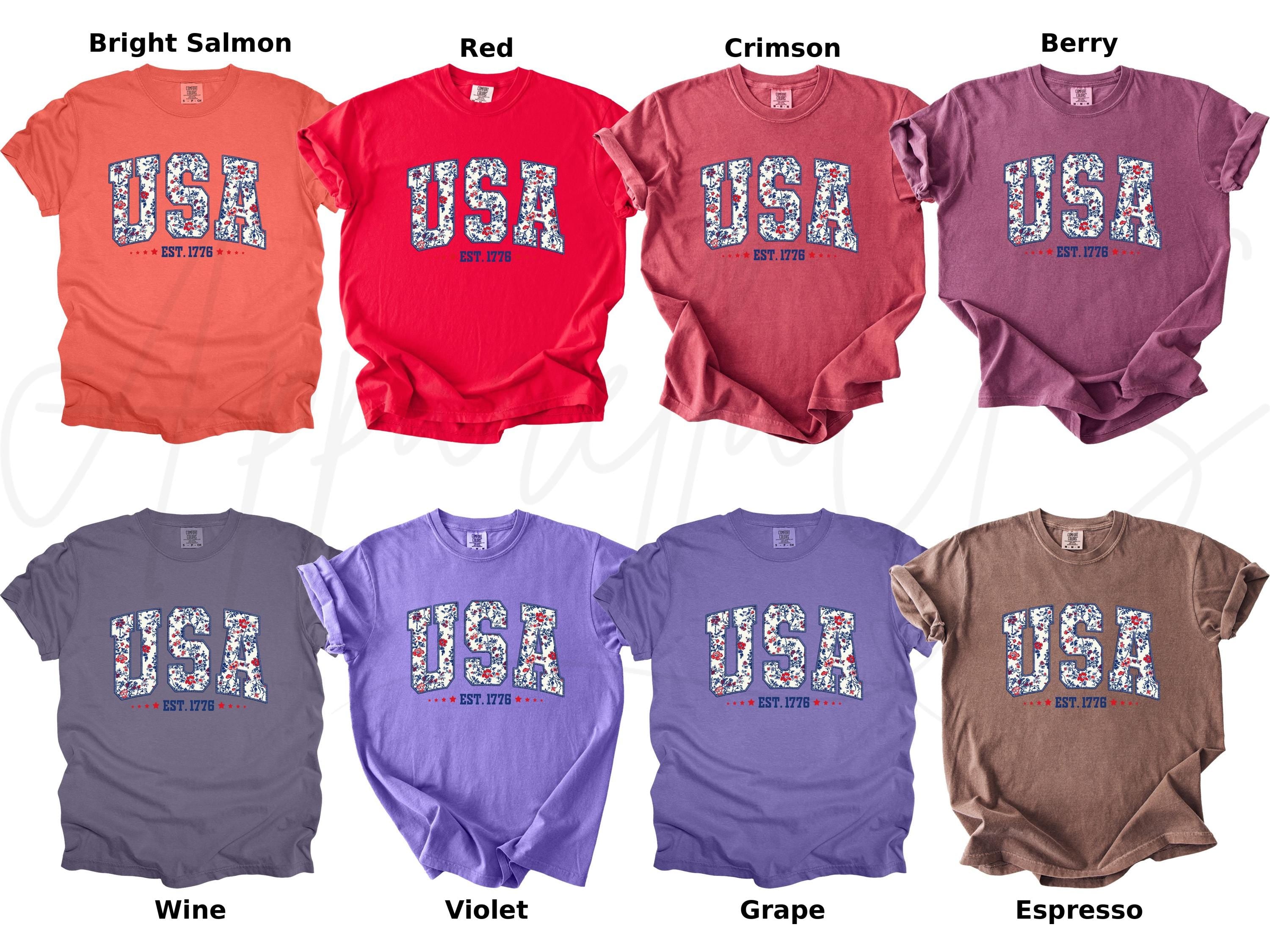 Comfort Colors® USA Shirt, Flower USA Shirt, United States Shirt, 4th of July Shirt, Floral Patriotic Shirt, USA Shirt, American Flag Shirt