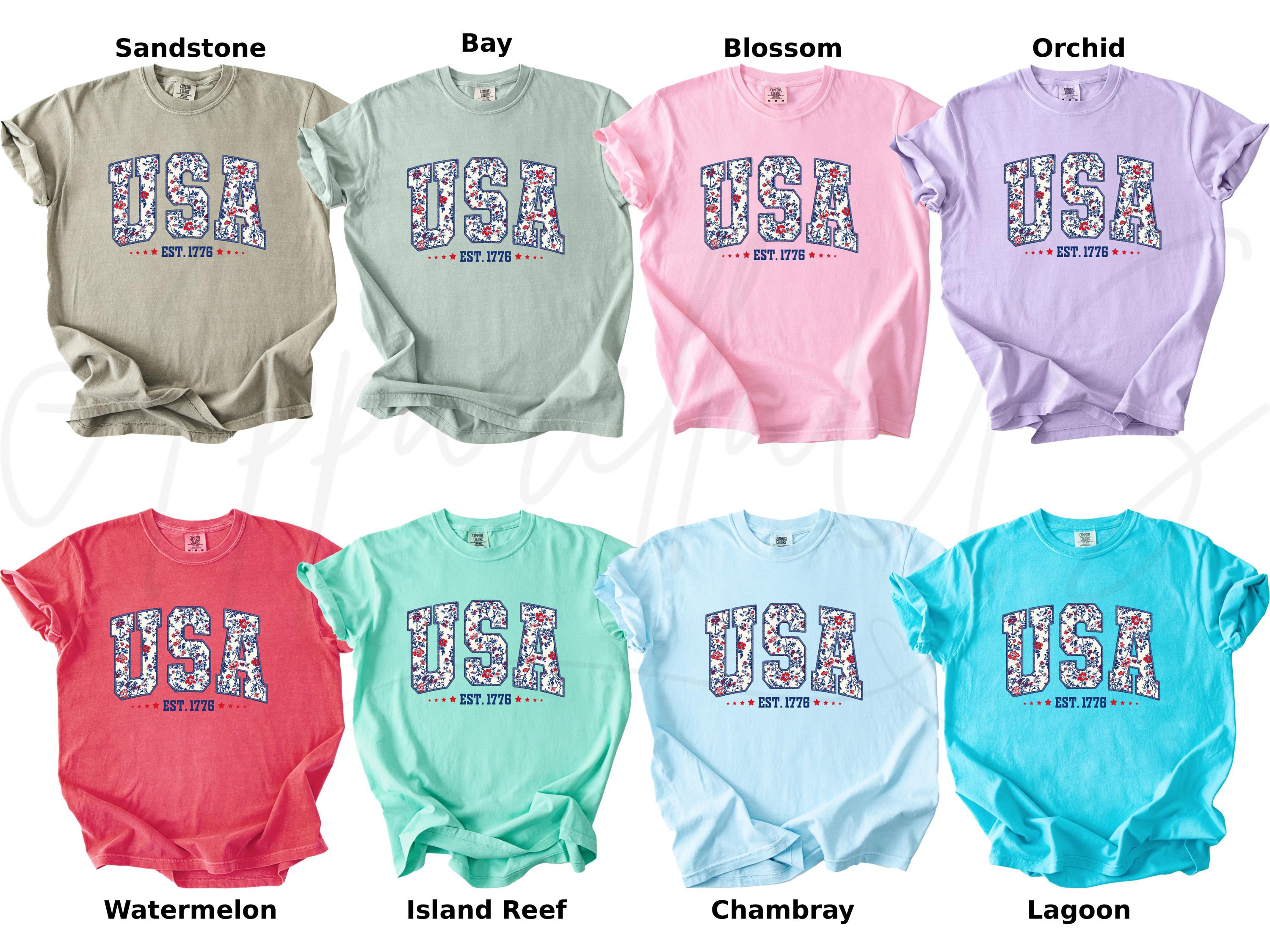 Comfort Colors® USA Shirt, Flower USA Shirt, United States Shirt, 4th of July Shirt, Floral Patriotic Shirt, USA Shirt, American Flag Shirt