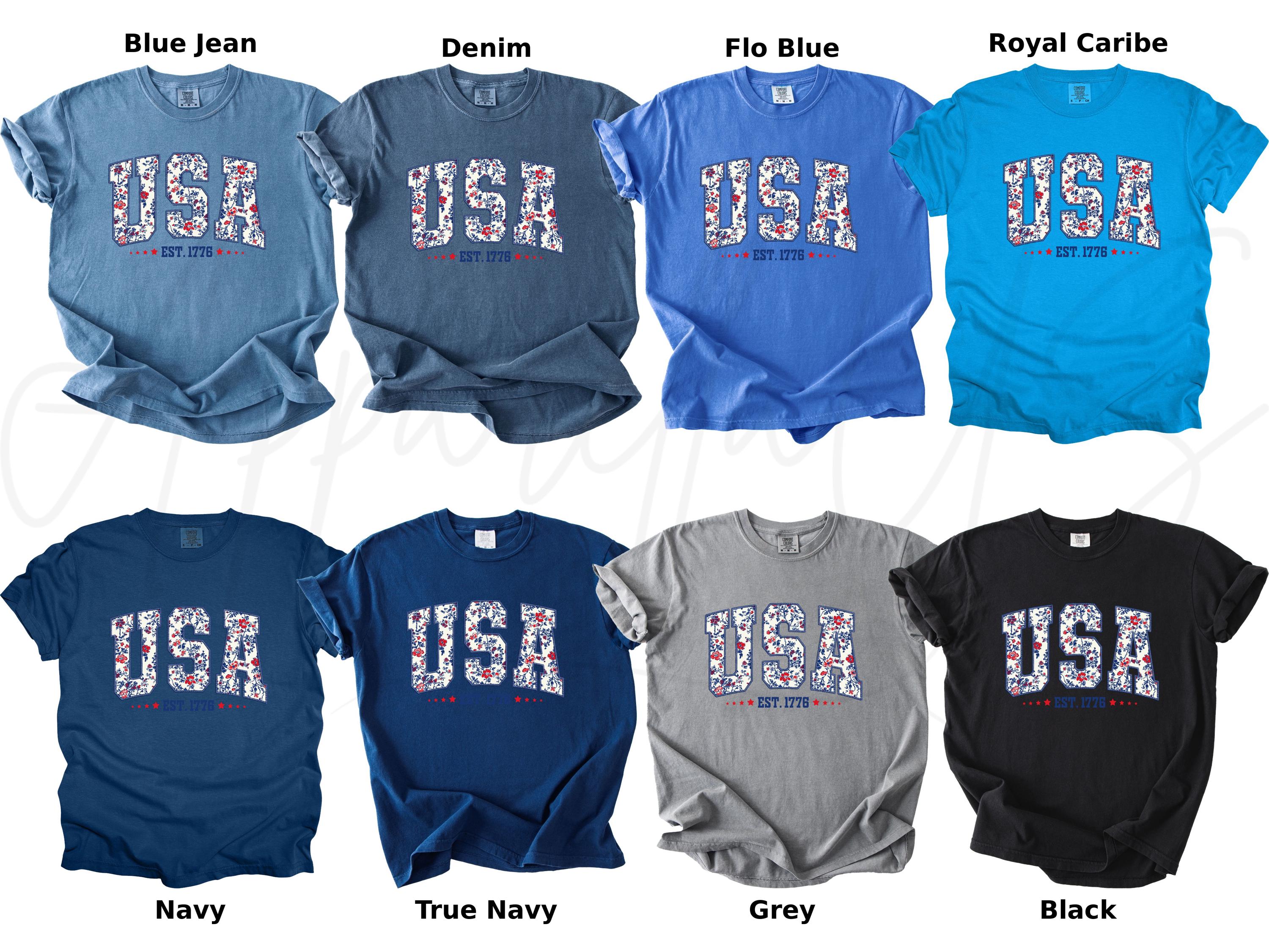 Comfort Colors® USA Shirt, Flower USA Shirt, United States Shirt, 4th of July Shirt, Floral Patriotic Shirt, USA Shirt, American Flag Shirt