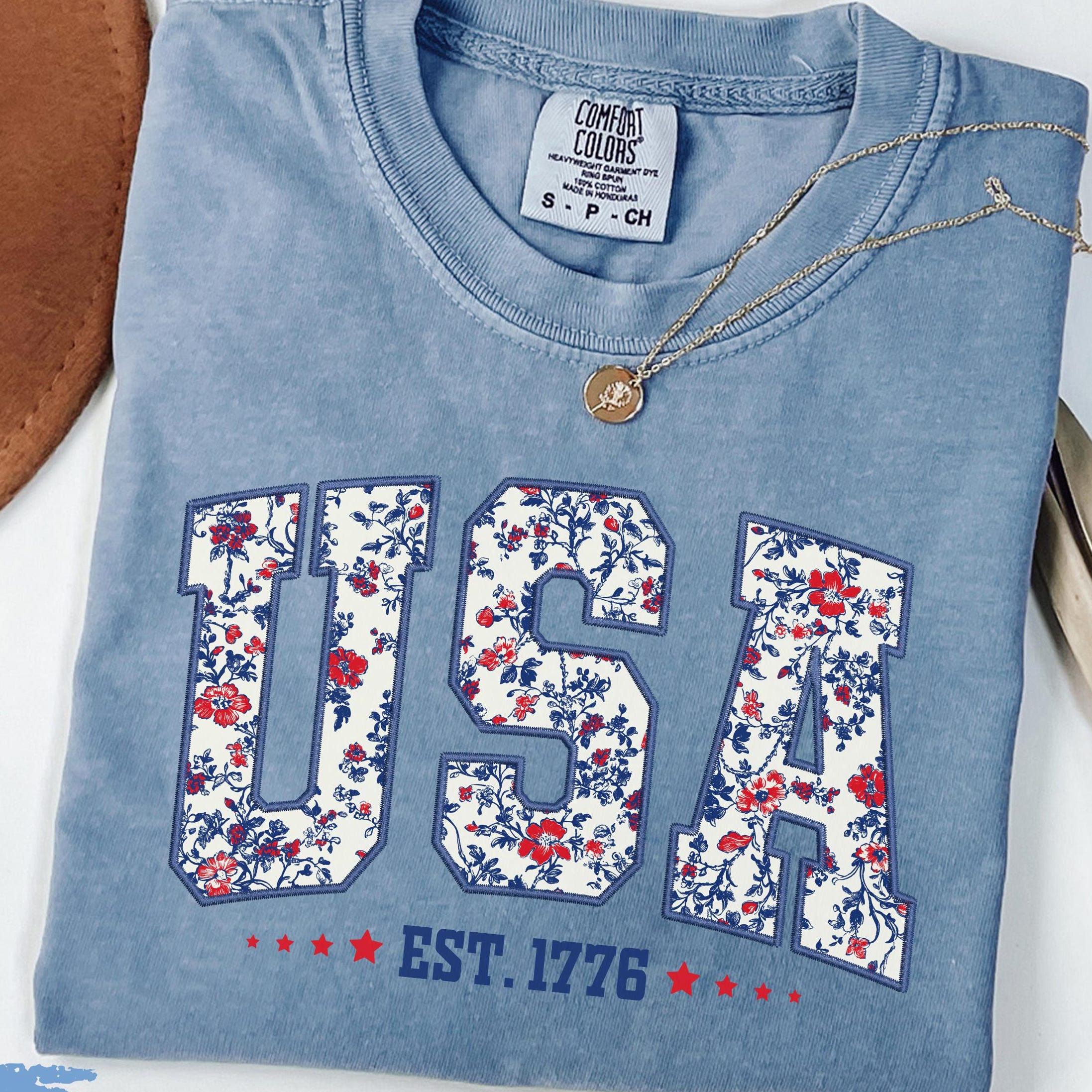 Comfort Colors® USA Shirt, Flower USA Shirt, United States Shirt, 4th of July Shirt, Floral Patriotic Shirt, USA Shirt, American Flag Shirt
